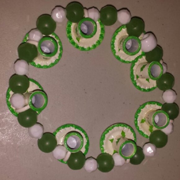 TDD Custom Made One Size Fits Most Green Cup & Saucer Bracelet - Picture 3 of 5